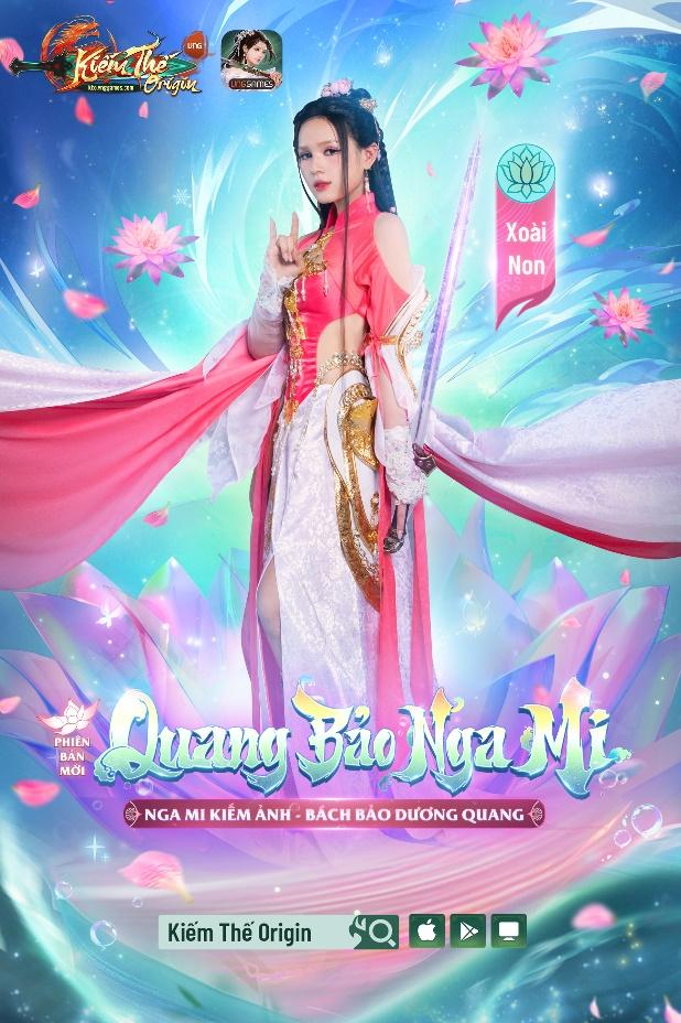 Xoài Non thả dáng cosplay phái Nga Mi game Kiếm Thế Origin