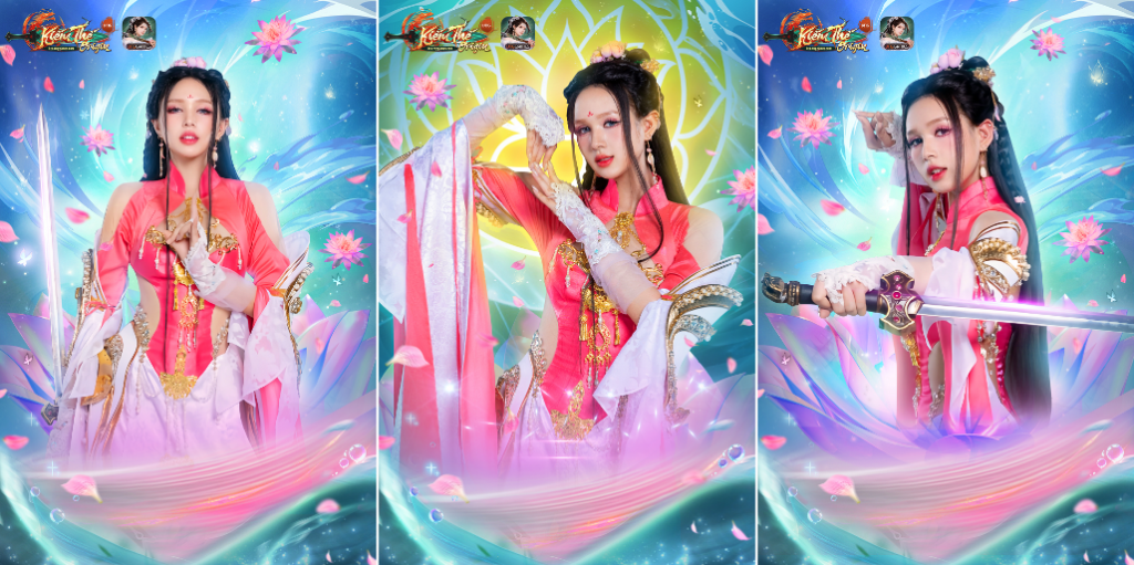Xoài Non thả dáng cosplay phái Nga Mi game Kiếm Thế Origin
