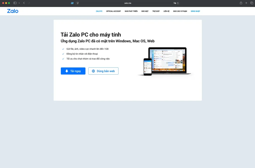 zalo web gioi han luu tru 14 ngay