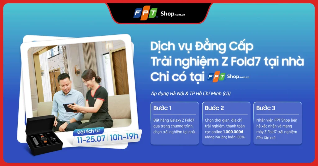 fpt shop mang galaxy z fold7 den tan nha