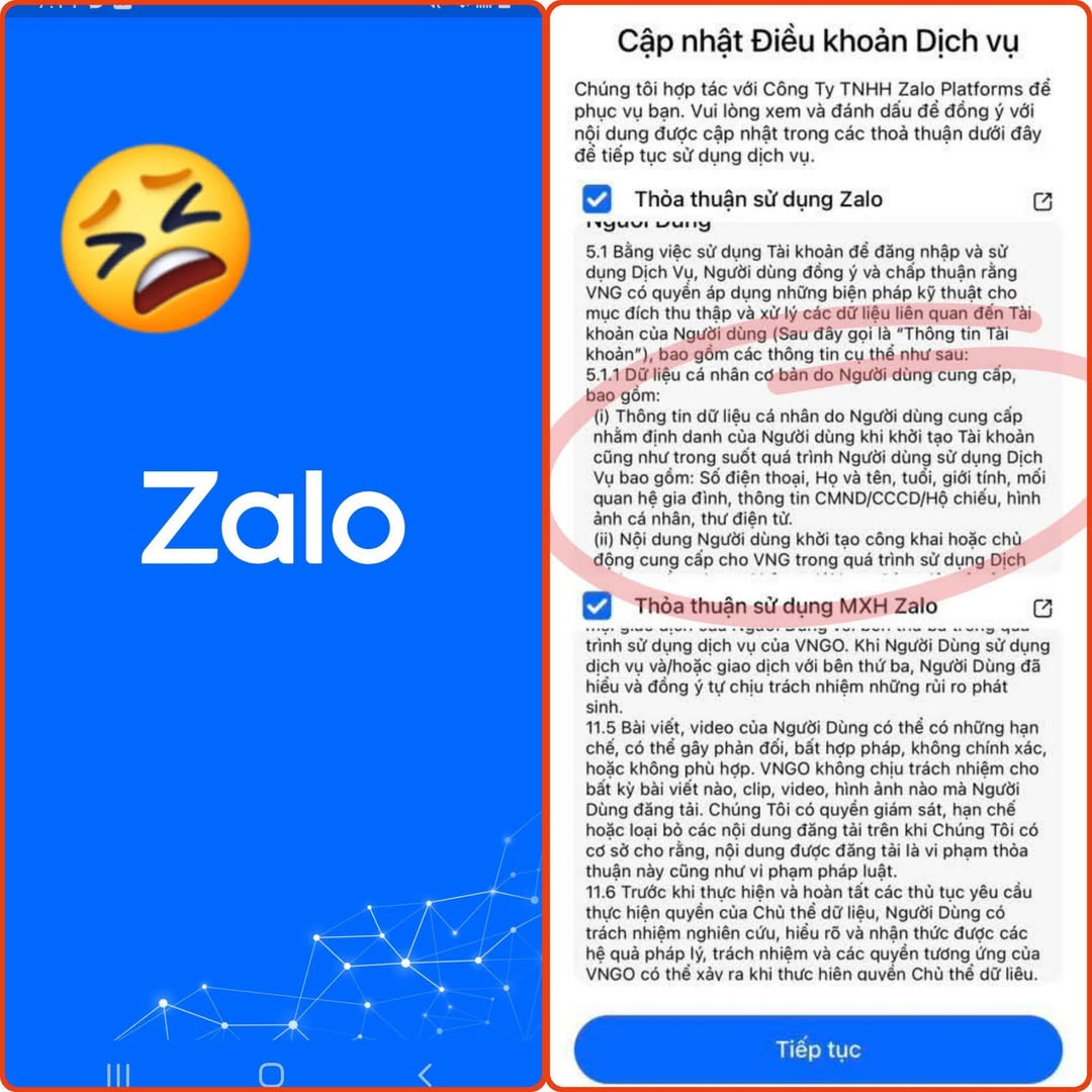 Zalo cài cắm điều khoản cho phép tự thu thập dữ liệu người dùng?