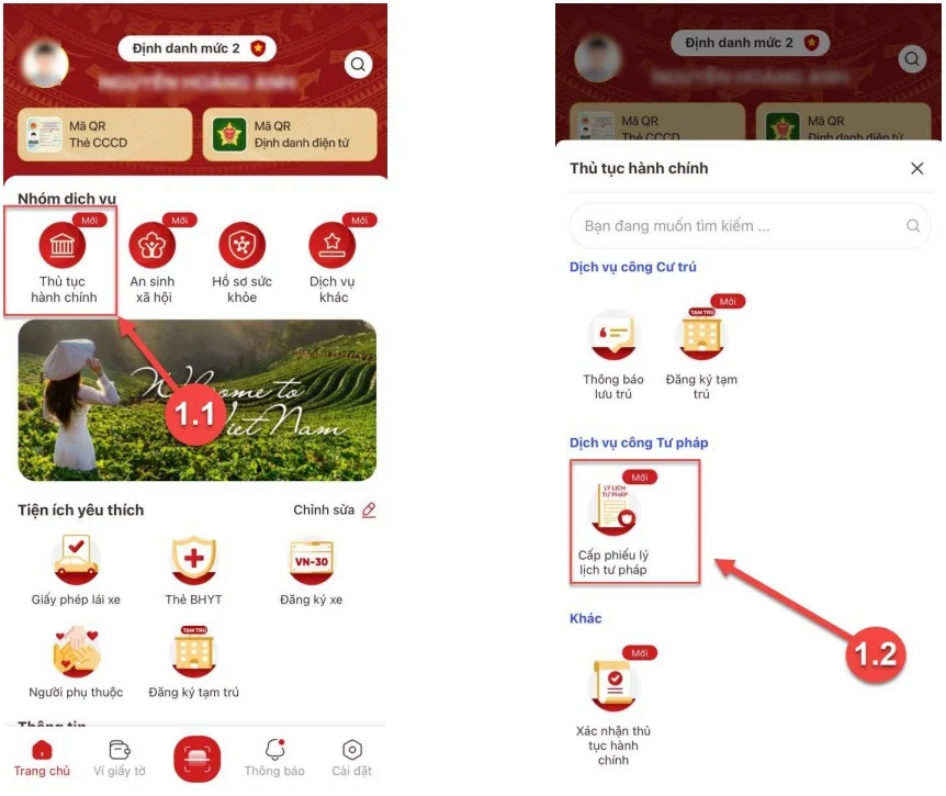 kiem tra cap nhat thong tin ca nhan tren vneid 1