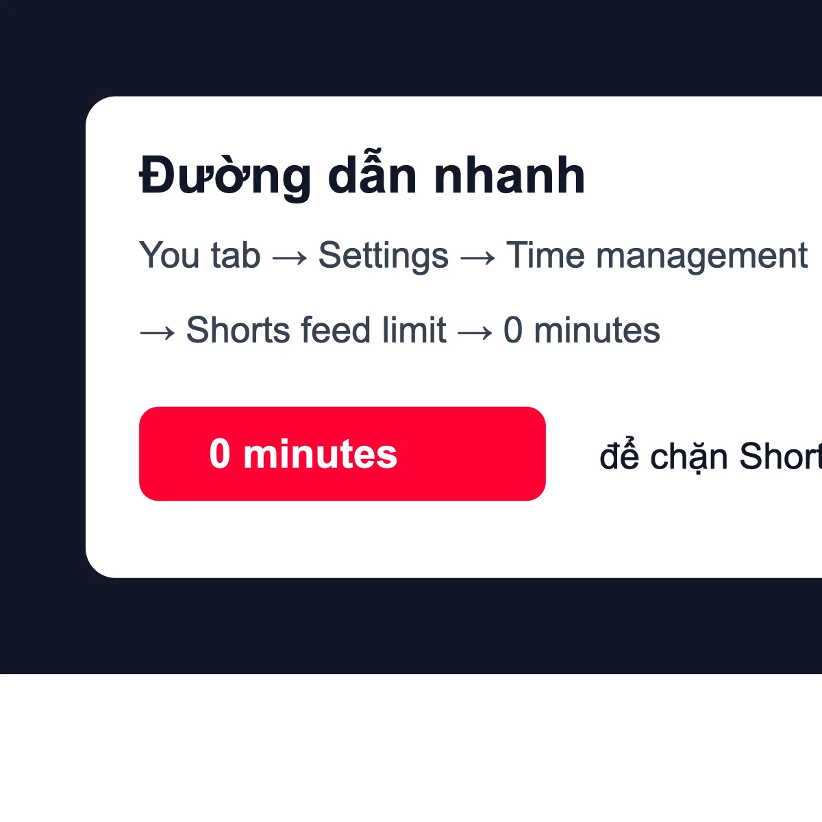 Các bước đặt Shorts feed limit về 0 phút trên YouTube