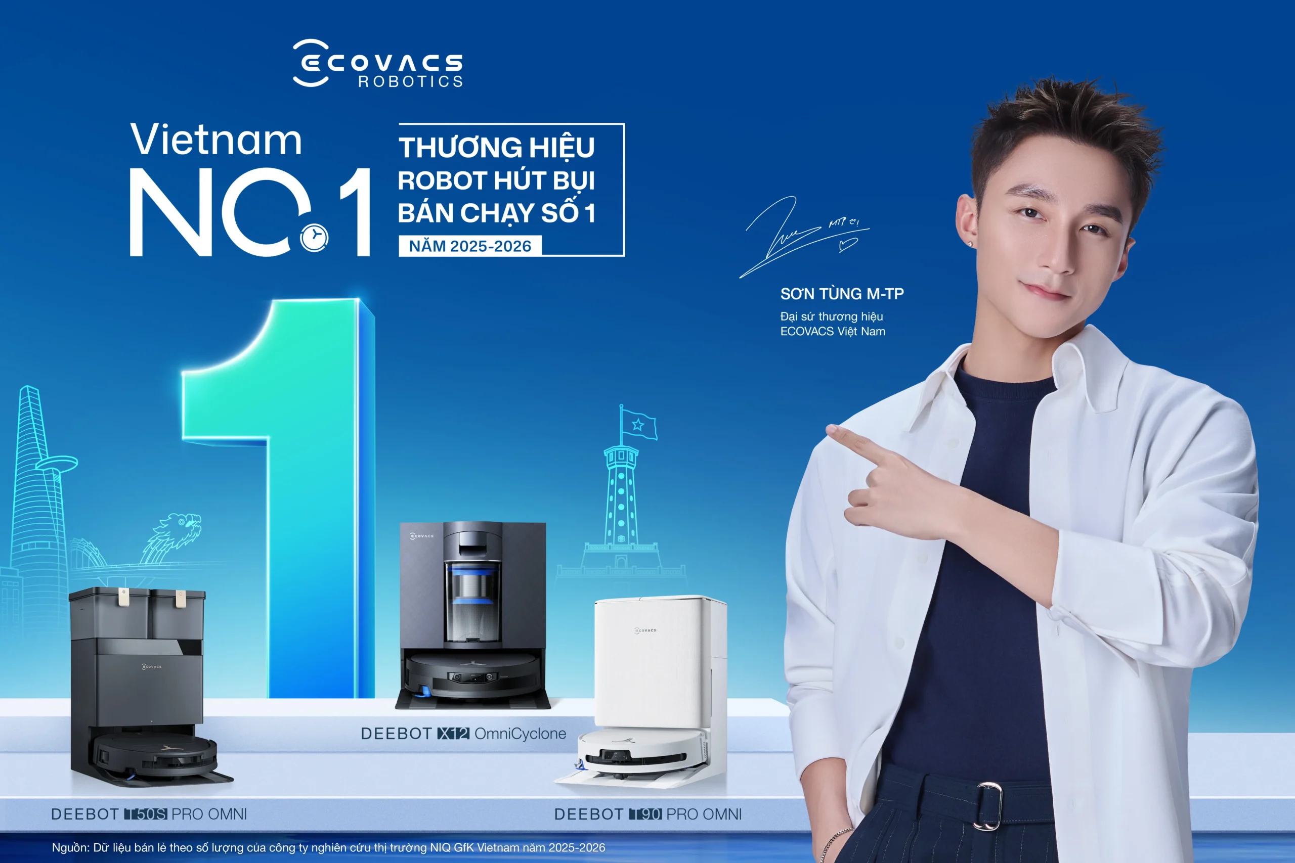 ECOVACS là thương hiệu robot hút bụi bán chạy số 1 tại Việt Nam năm 2025 - 2026